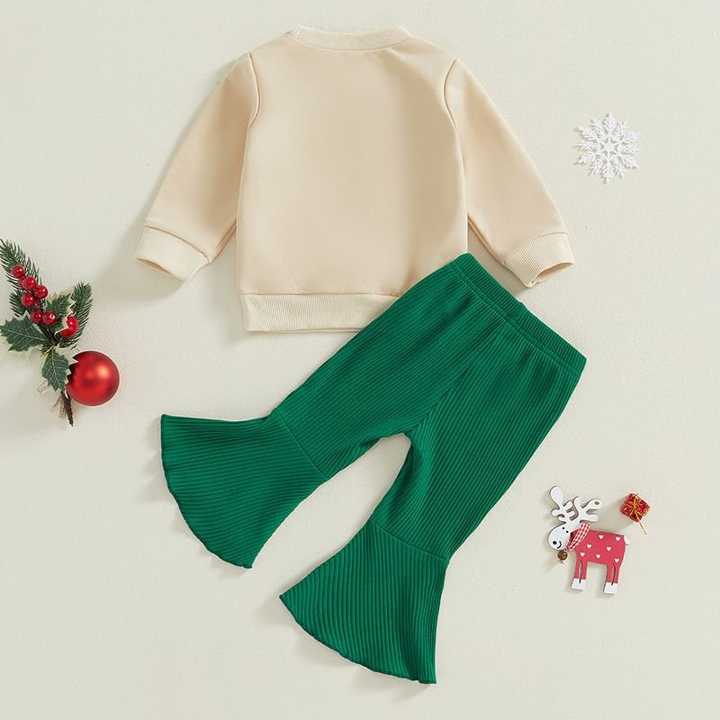 Kids Baby Girls Cute Party Christmas Elderly Long Sleeve Sweatshirts Flare Trousers Sets