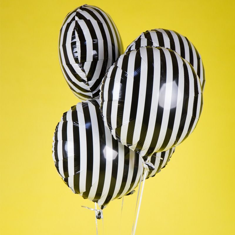 18 Inch Round Black White Stripe Plaid Aluminum Balloon Festival Party Venue Layout