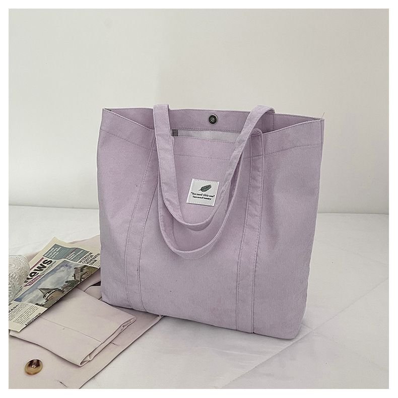 Women Fashionable Simple Solid Color Large Capacity Canvas Tote Bag