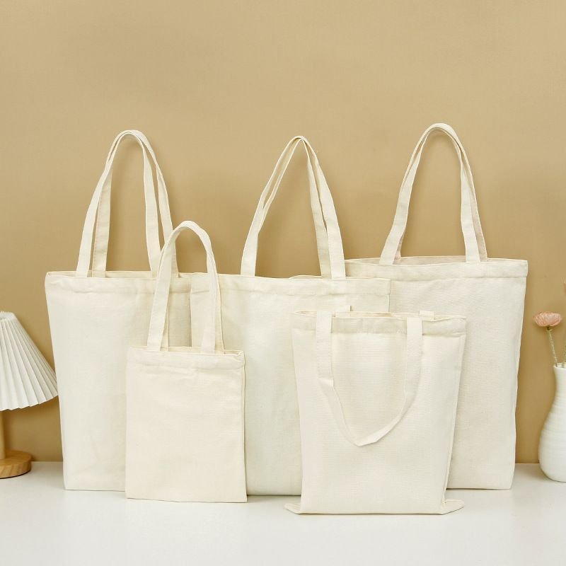 Women Simple Solid Color Large Capacity Canvas Shopping Tote Bag