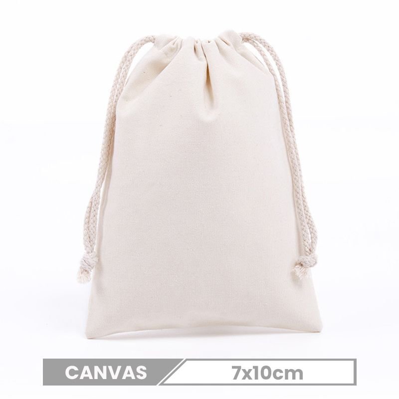 Custom Logo Solid Color Cotton Canvas Drawstring Bag