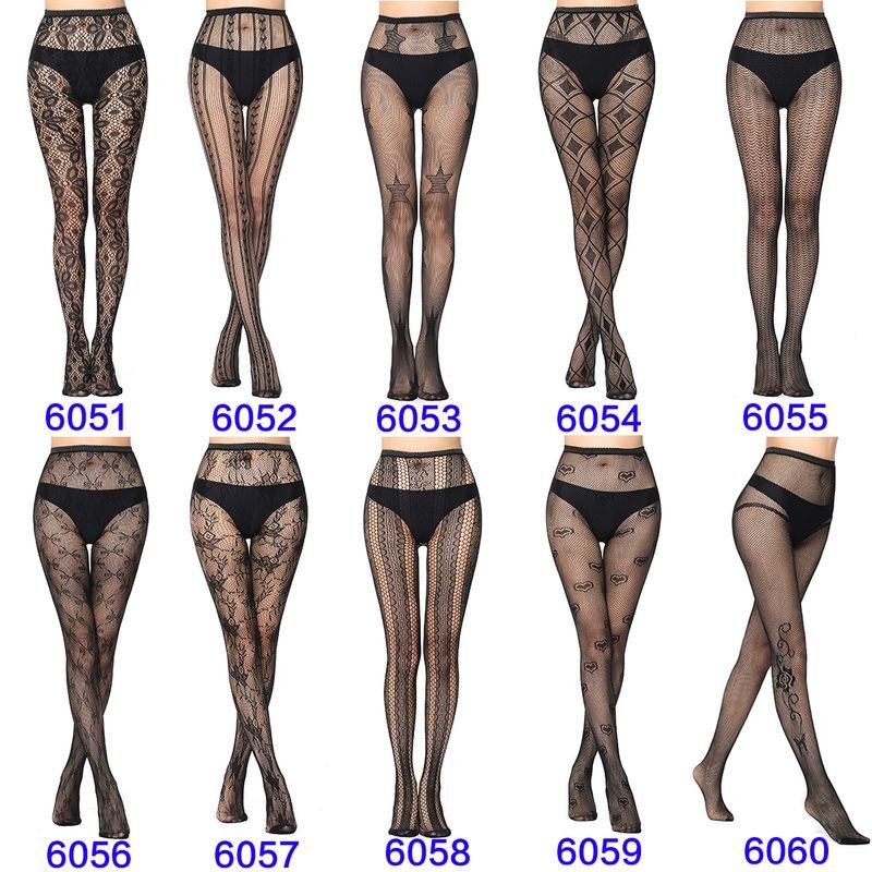 Women Fashion Sexy Jacquard Fishnet Bow Rhomboid Silk Stockings