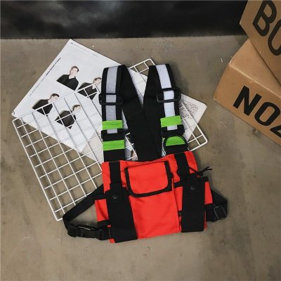 Women Fashion Personality Vest Reflective Multi-Pocket Vest Chest Bag