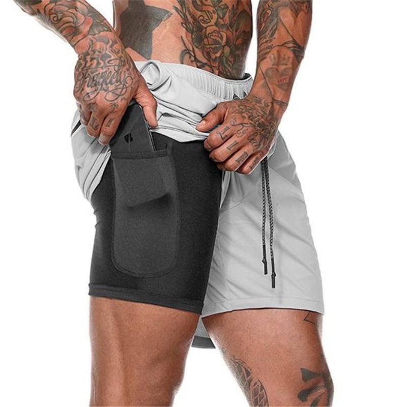 Men'S Fashion Solid Color Double Lace Shorts