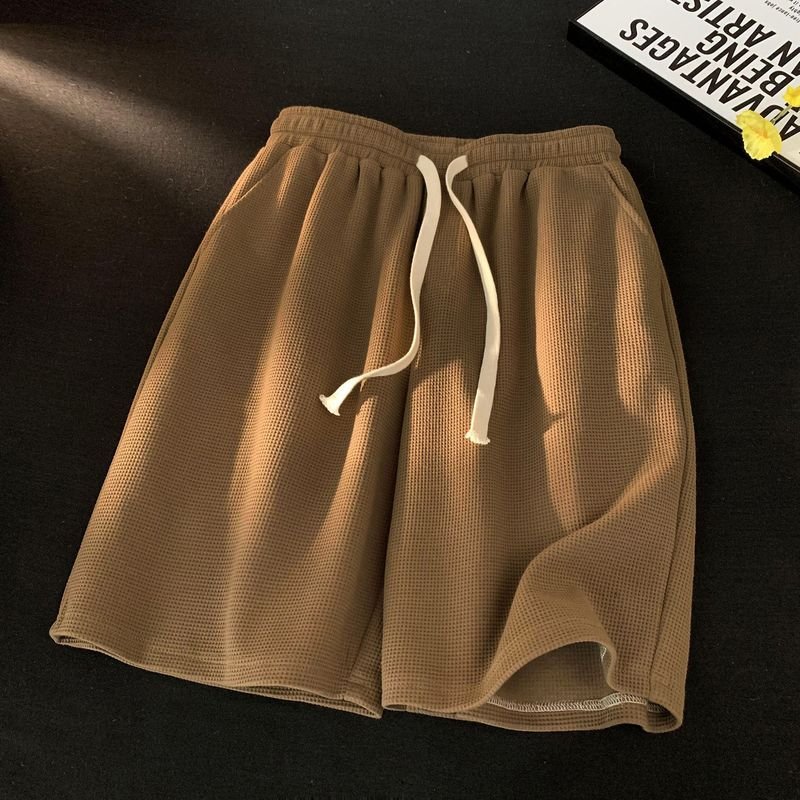 Men Casual Loose Drawstring Waffe Shorts