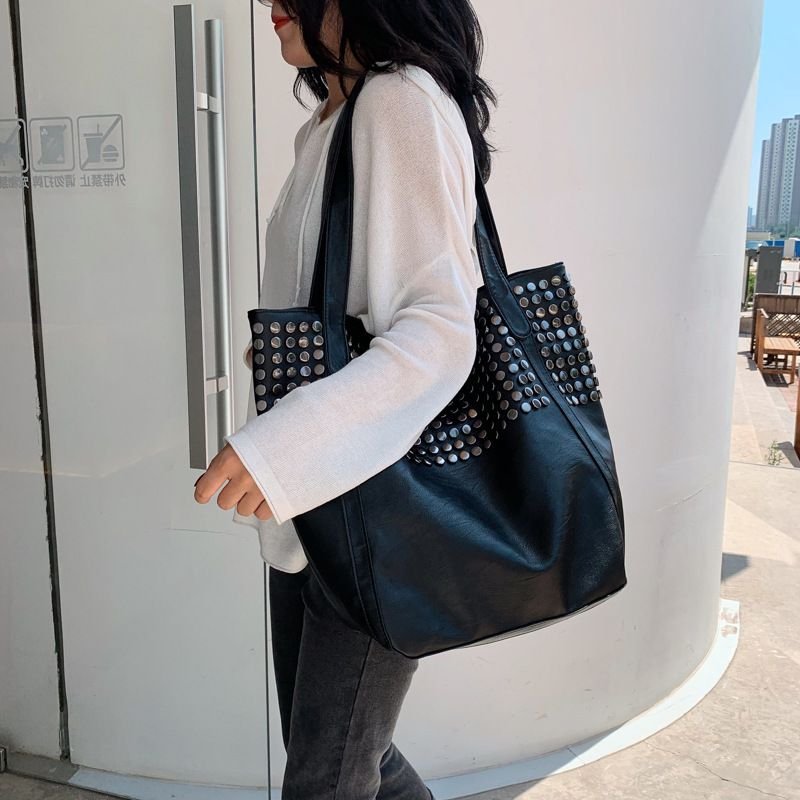 Women Fashionable Large Capacity Studded Tote Bag