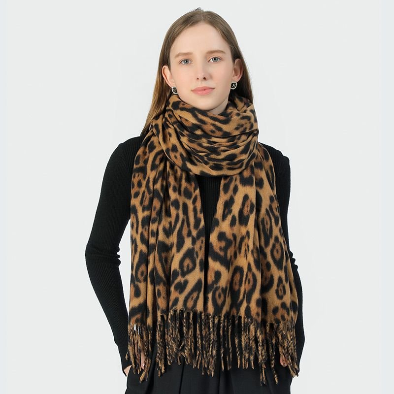 Autumn Winter Women Fashion Leopard Printed Warm Scarf