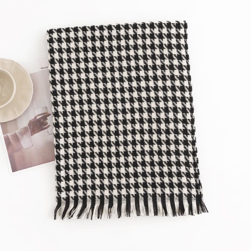 Autumn Winter Women Fashion Houndstooth Cold-Proof Warm Scarf