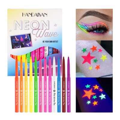 Handaiyan Women Natural Non-Blooming Multicolor Uv Fluorescent Eyeliner Set