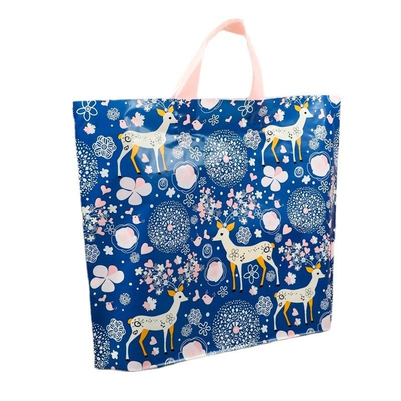 Simple Cartoon Floral Deer Printing Gift Shopping Plastic Tote Bag