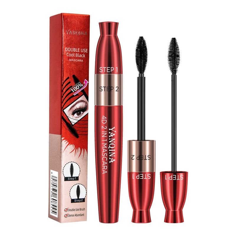 Yanqina Double-Headed Mascara Thick Long Curled Waterproof Sweat-Proof Mascara Makeup