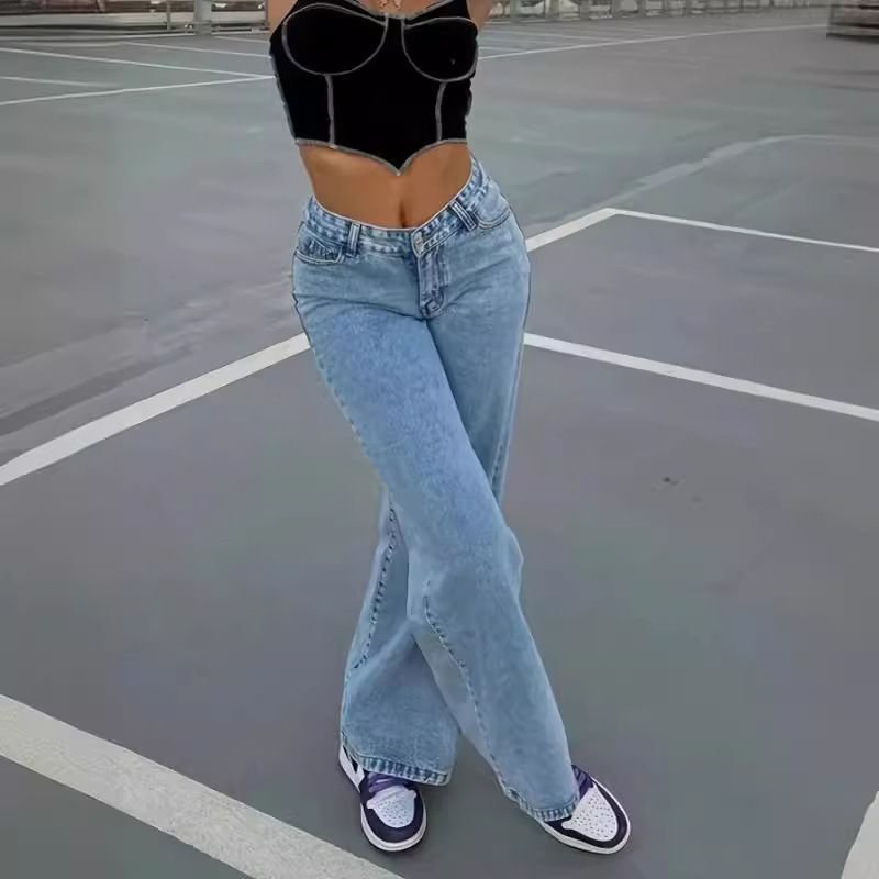 Women High Waist Wide Leg Jeans