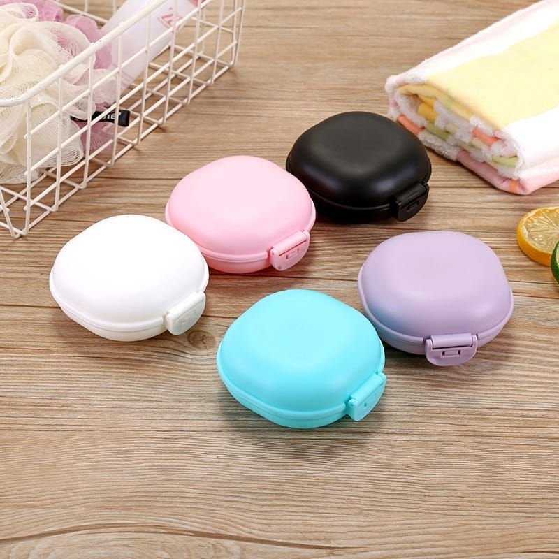 Portable Solid Color Soap Box With Lid