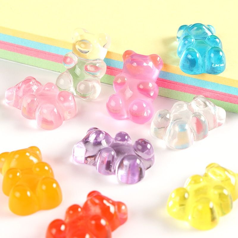 Nail Art Cartoon Transparent Jelly Bear Resin Accessories 20pcs/pack