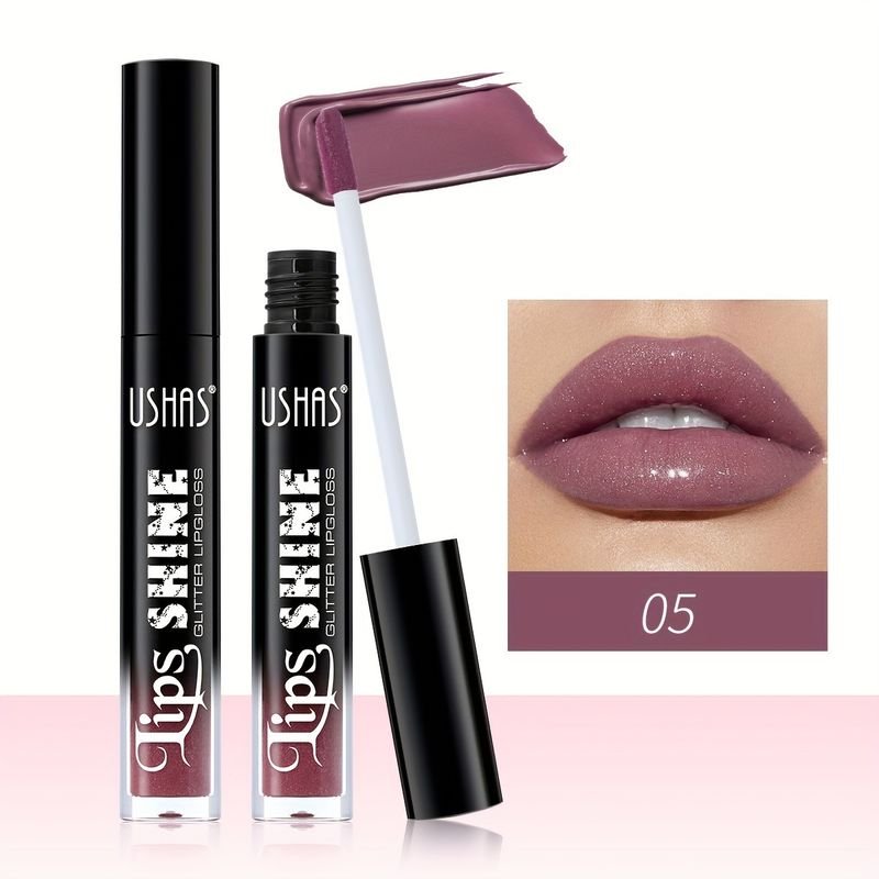 USHAS Women Simple Non-Blooming Moisturizing Fine Glittering Pearl Lip Glaze