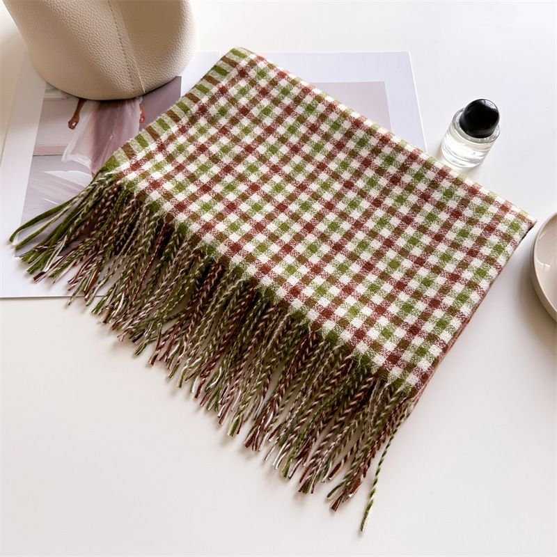 Autumn Winter Women British Style Cashmere Plaid Warm Scarf