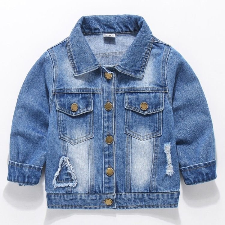 Kids Boys Basic Lapel Long Sleeve Single-breasted Denim Coat