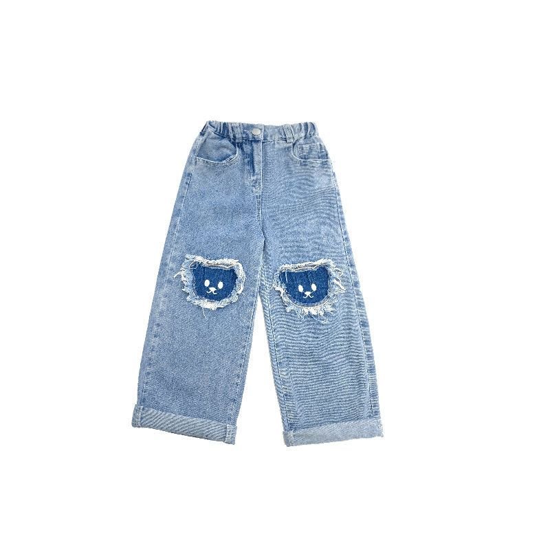 Children Kids Baby Fashion Girls Cartoon Cat Denim Jeans