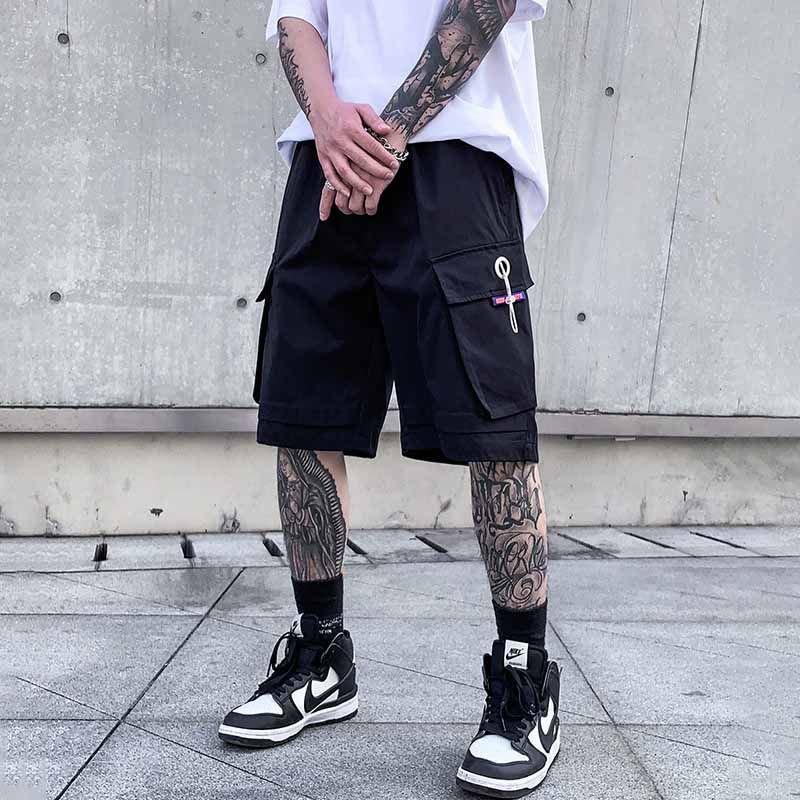 Men Fashion Casual Letters Print Cargo Shorts