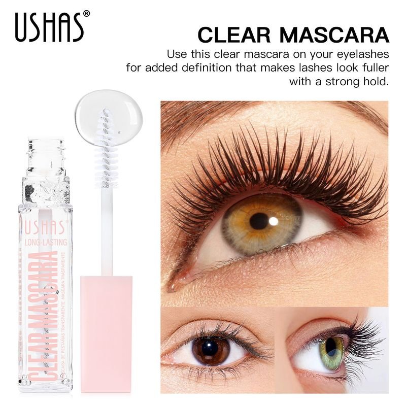 USHAS Women Waterproof Long Lasting Slim Curly Transparent Mascara