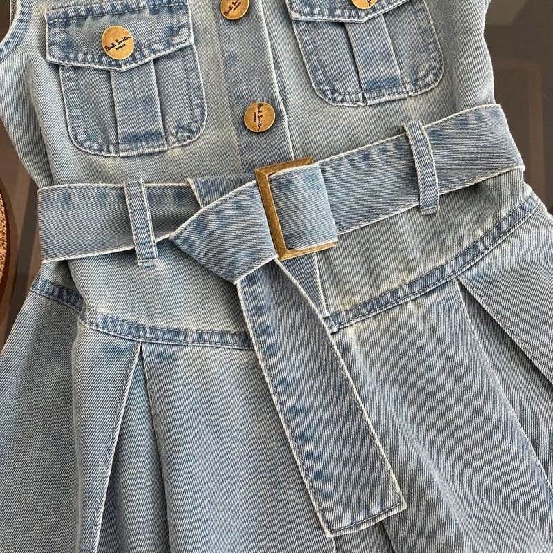 Children Fashion Girl Sleeveless Denim Dress