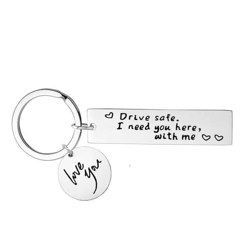 Simple Letter Stainless Steel Keychain