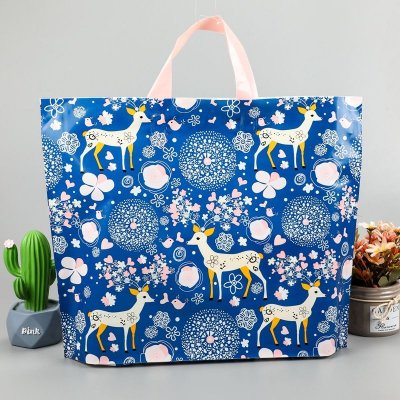 Simple Cartoon Floral Deer Printing Gift Shopping Plastic Tote Bag