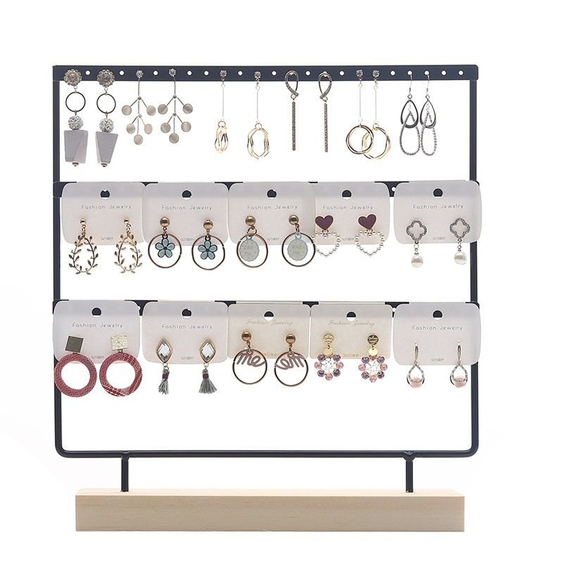 Solid Wooden Iron Earring Rack Storage Jewelry Display Rack