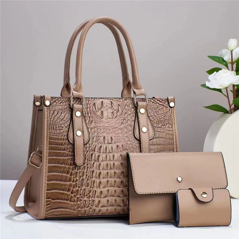 Women Elegant Crocodile Print Large-Capacity Handbag Sets