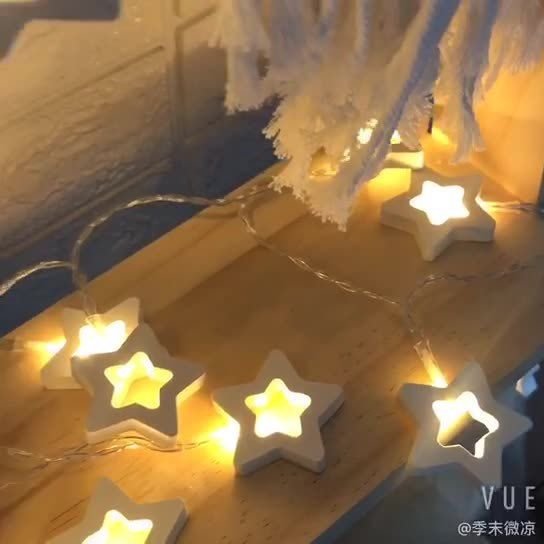 Led Love Wooden Pendant Light String Star Christmas Valentine'S Day Decorative Atmosphere Lights