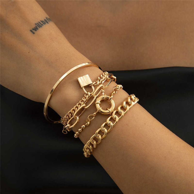 Fashion 4pcs/Set Women Chunky Chain Bracelets Set