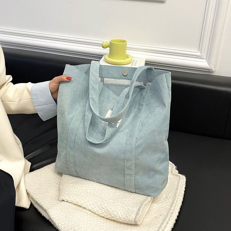 Women Fashionable Simple Solid Color Large Capacity Canvas Tote Bag