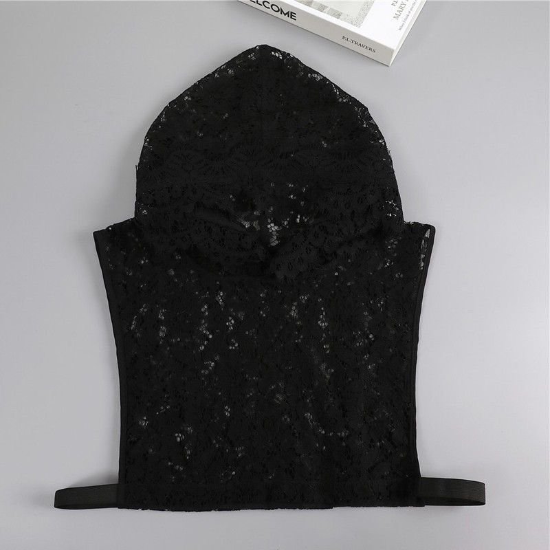 Elegant Women Solid Color Lace Sunscreen Hooded Fake Collar