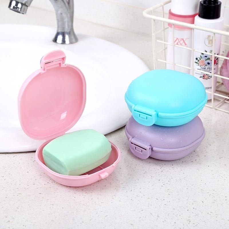 Portable Solid Color Soap Box With Lid