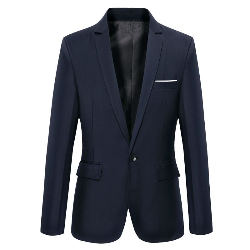 Men Plus Size Casual Long Sleeve Solid Color Pocket Design Suit Coat