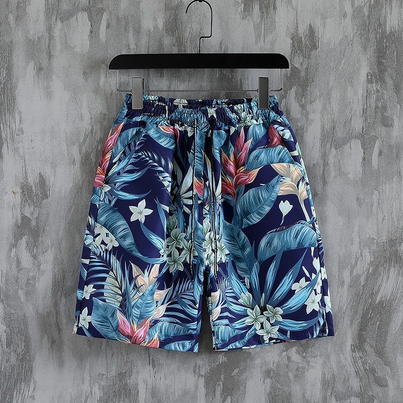 Men Casual Holiday Tiny Flower Print Plus Size Beach Shorts