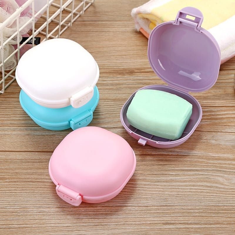 Portable Solid Color Soap Box With Lid