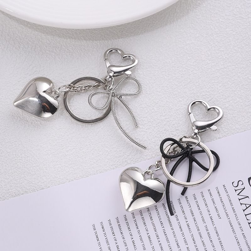 Fashion Simple Heart Bow Key Chain