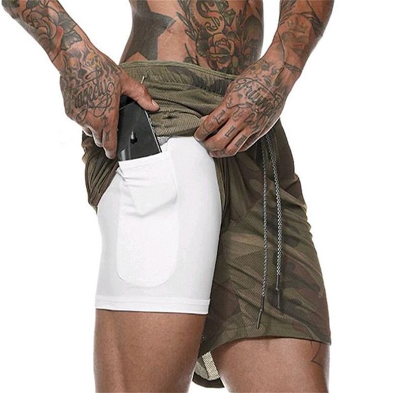 Men'S Fashion Solid Color Double Lace Shorts