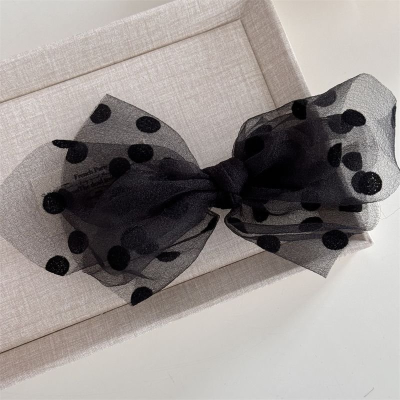 Women Fashion Mesh Dot Bow Spring Clip