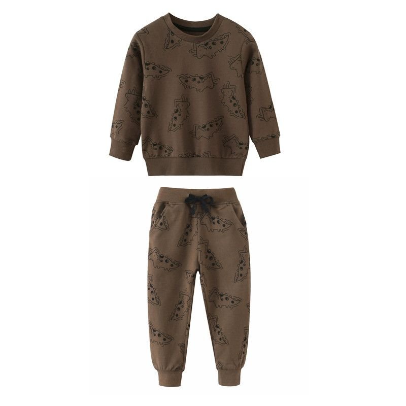 Kids Toddler Boys Spring Autumn Casual Cute Cartoon Dinosaur Print Long Sleeve Sweatshirts Trousers Sets