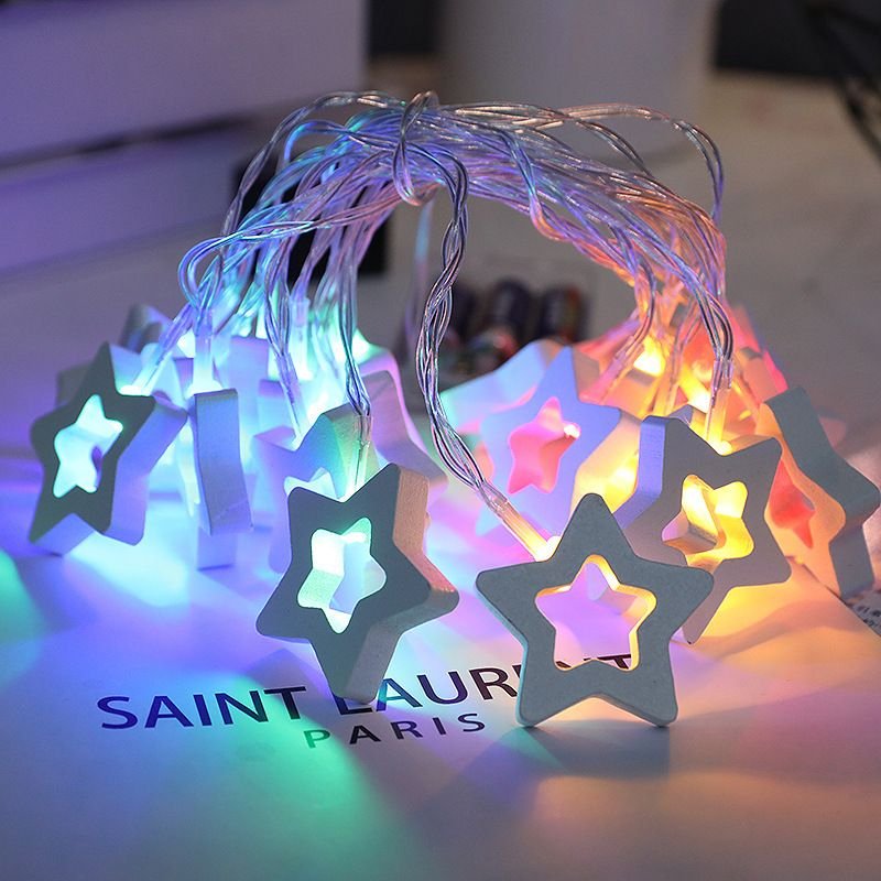 Led Love Wooden Pendant Light String Star Christmas Valentine'S Day Decorative Atmosphere Lights