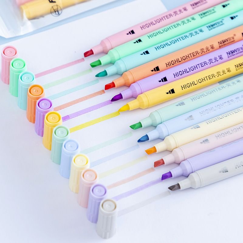 Highlighter 6-Color Suit Macaron Morandi Color Marker Note Scribing Pen