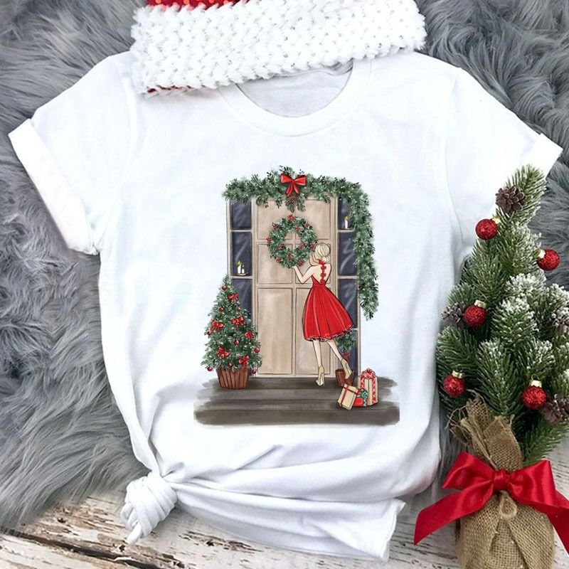 Women Happy Christmas Loose Cute Short Sleeve T-Shirt