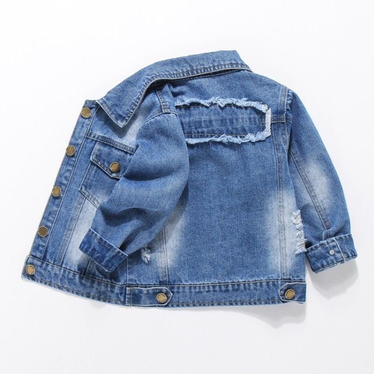 Kids Boys Basic Lapel Long Sleeve Single-breasted Denim Coat