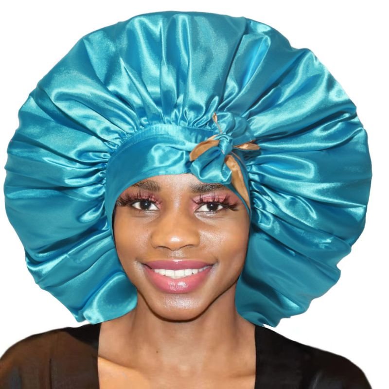 Ribbon Double-Layer Satin Round Cap Strap Adult Shower Cap