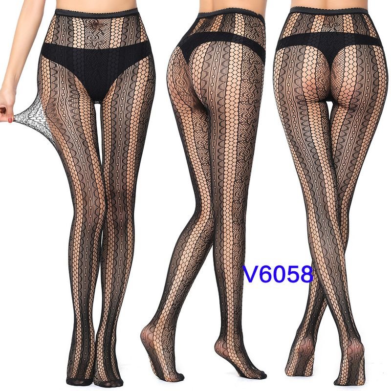 Women Fashion Sexy Jacquard Fishnet Bow Rhomboid Silk Stockings