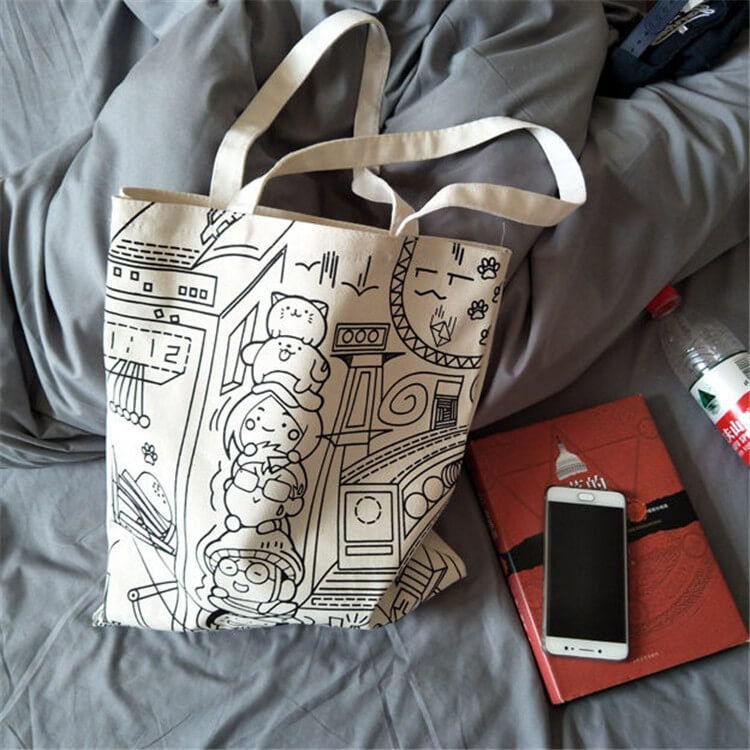 Women Fashion Cartoon Print Canvas Shoulder Bag