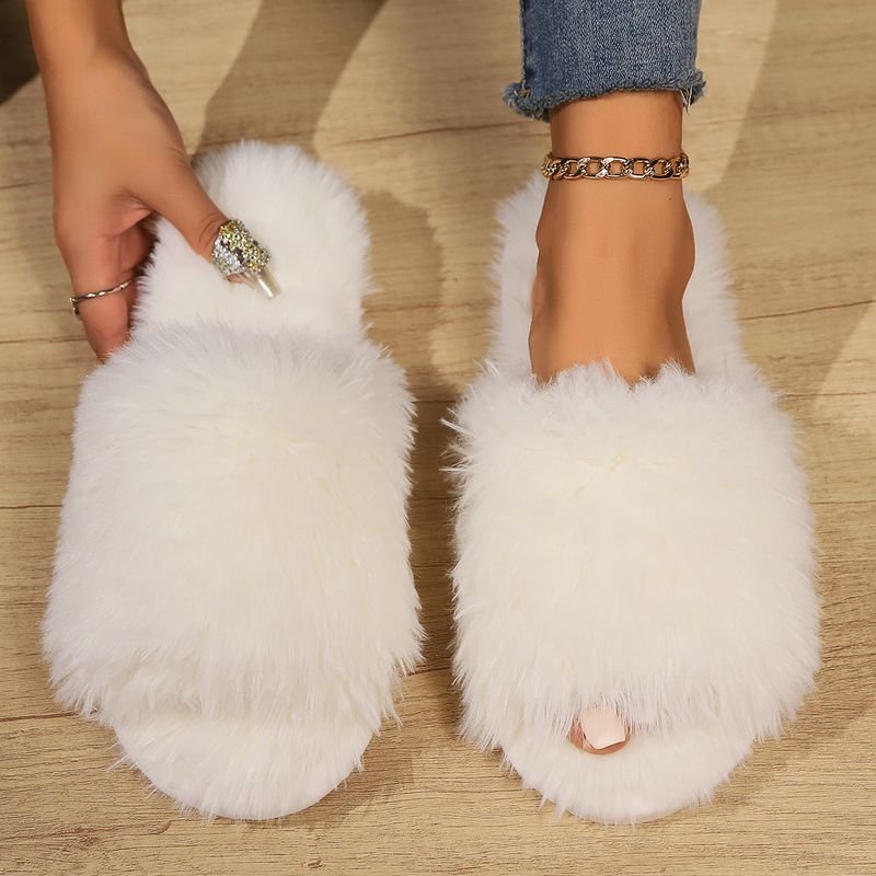 Winter Casual Solid Color Comfortable Plush Slippers