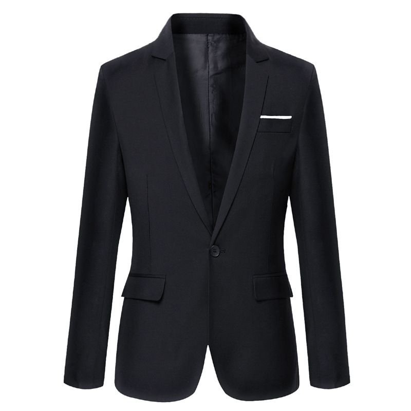 Men Plus Size Casual Long Sleeve Solid Color Pocket Design Suit Coat